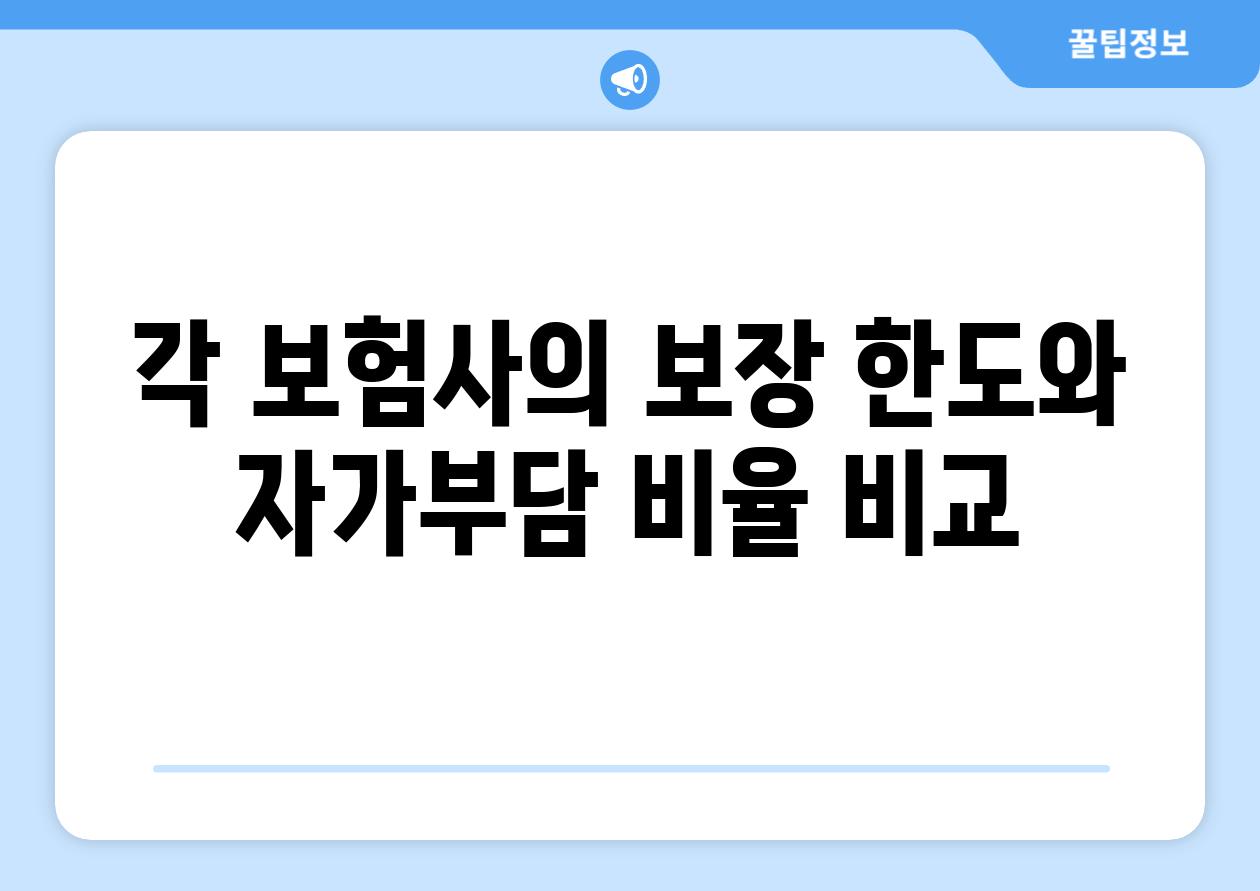 각 보험사의 보장 한도와 자가부담 비율 비교