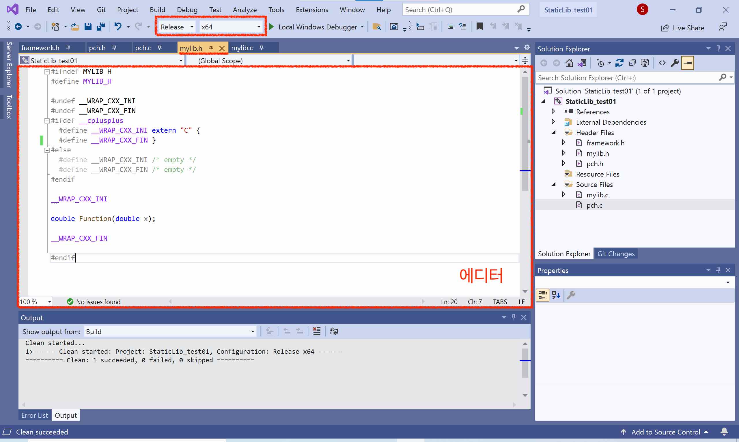 screenshot of Visual Studio Community 2019, showing editor for source and header files