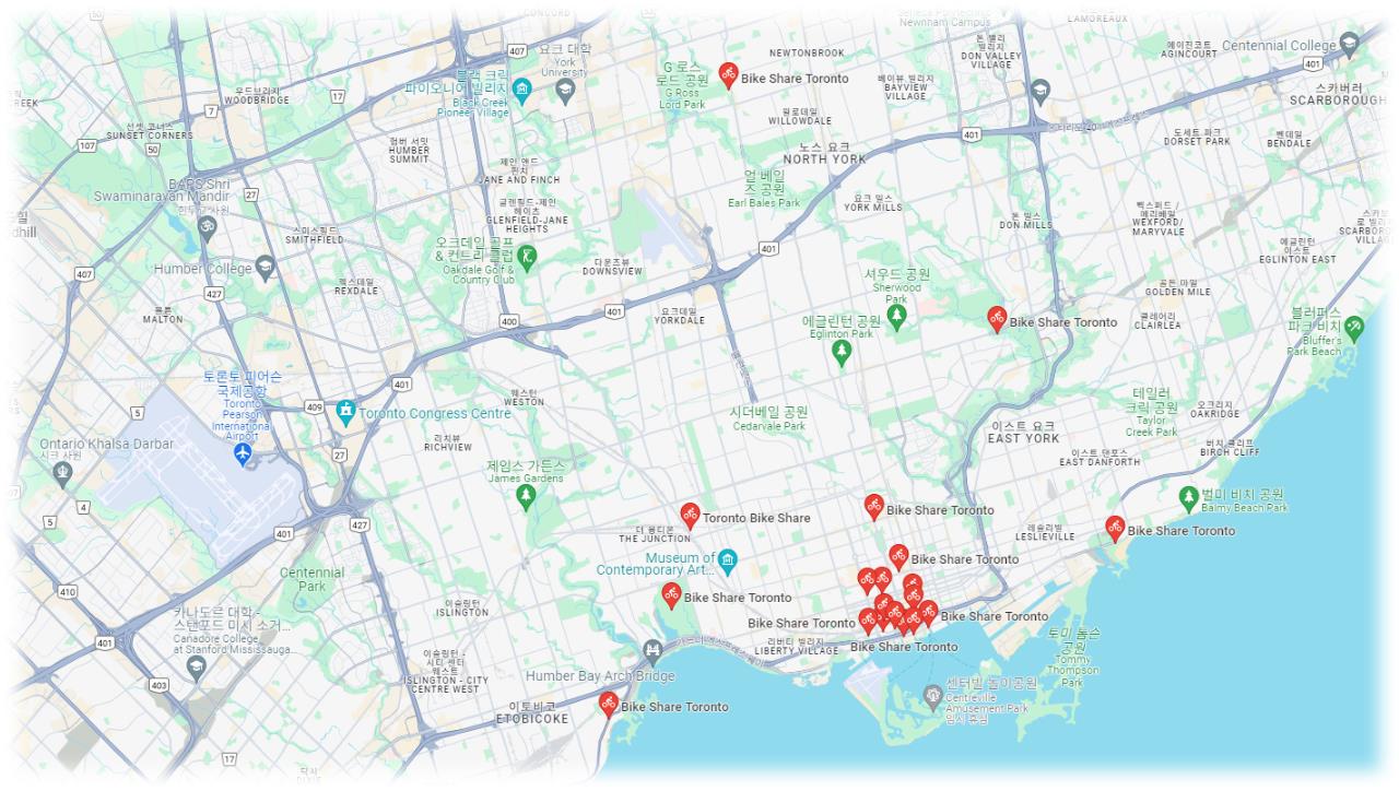 토론토(Toronto) 자전거 대여 위치 및 주변지도 캐나다토론토 여행