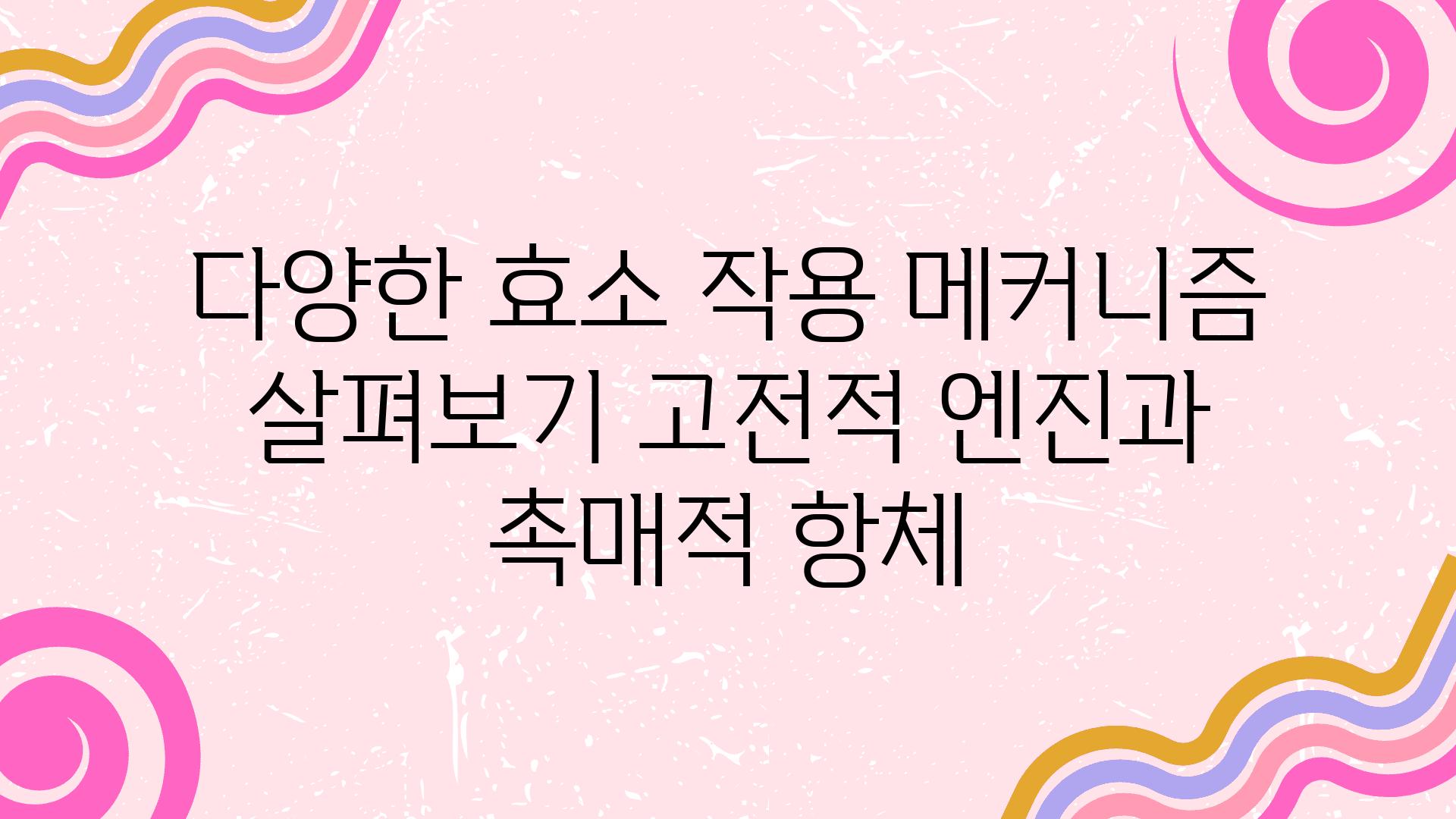 다양한 효소 작용 메커니즘 살펴보기 고전적 엔진과 촉매적 항체