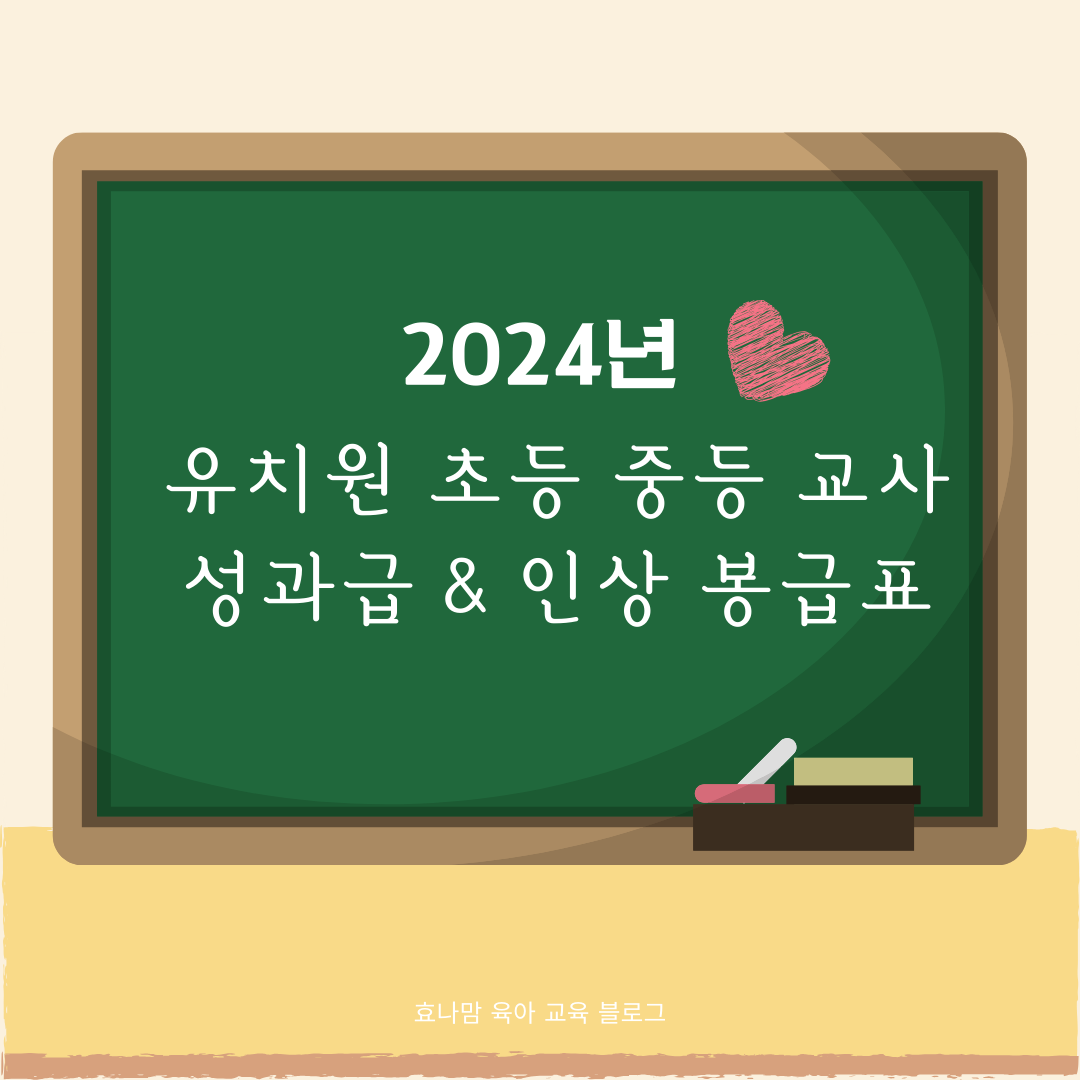 2024년 유치원 초등 중등 교사 봉급표와 성과급