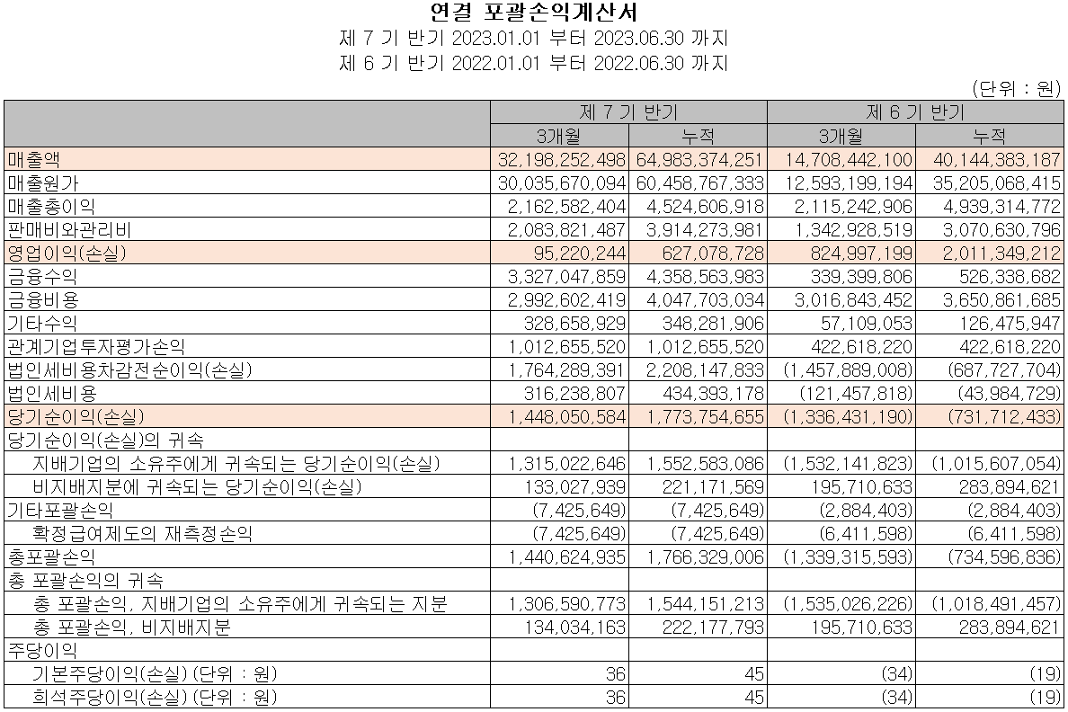 나인테크 - 손익계산서