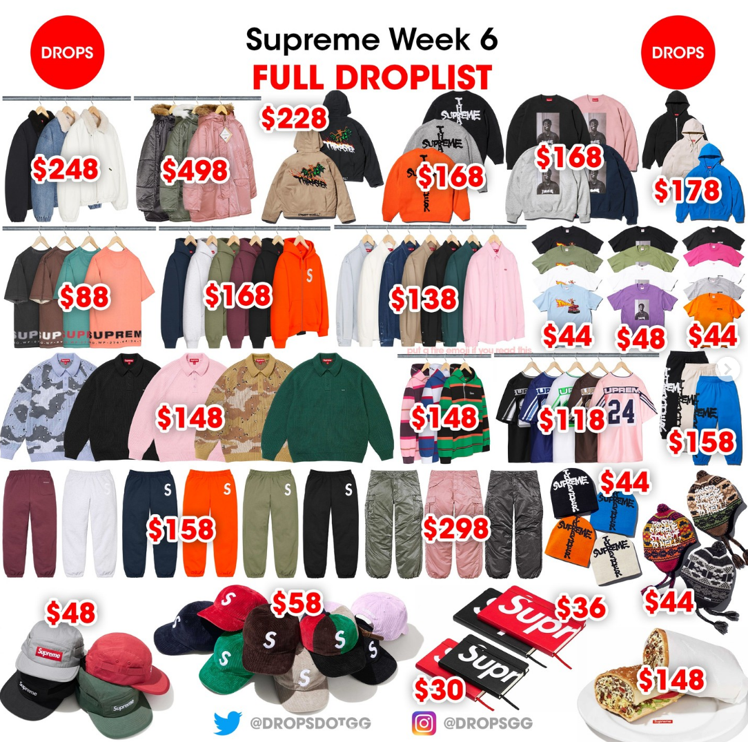 SUPREME 슈프림 24년 FW 6주차 드랍리스트