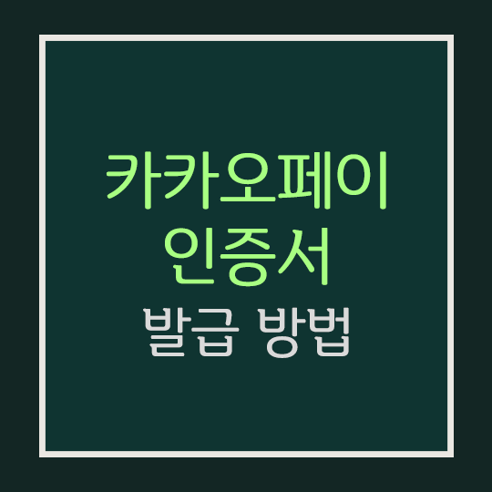  카카오페이 인증서 발급 방법