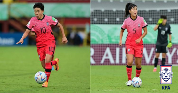 A매치 여자축구대표팀 출전선수 명단, U-20 월드컵에서 활약한 천가람(10번)과 이수인(5번)