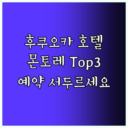 후쿠오카 몬토레 호텔! Top3 추천