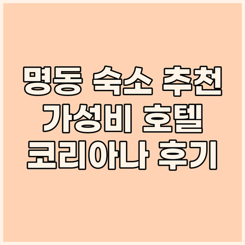 가성비 좋은 서울 명동 호텔 찾기 코