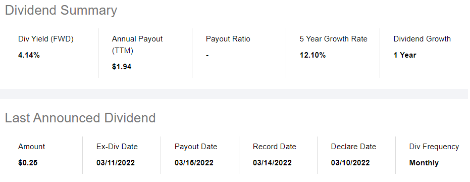 CDC ETF 배당 요약 표