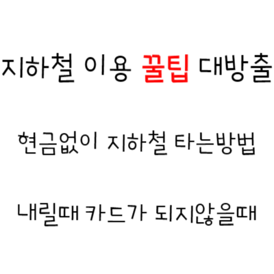  현금이 없을때 지하철 타는 방법 수도권 기준