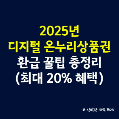 2025 디지털 온누리상품권 환급 꿀팁 총정리(최대 20% 혜택)