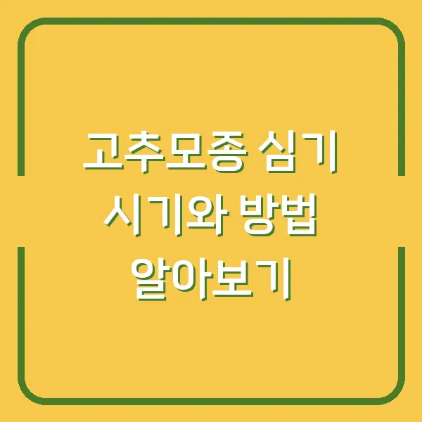 고추모종 심기 시기와 방법 알아보기