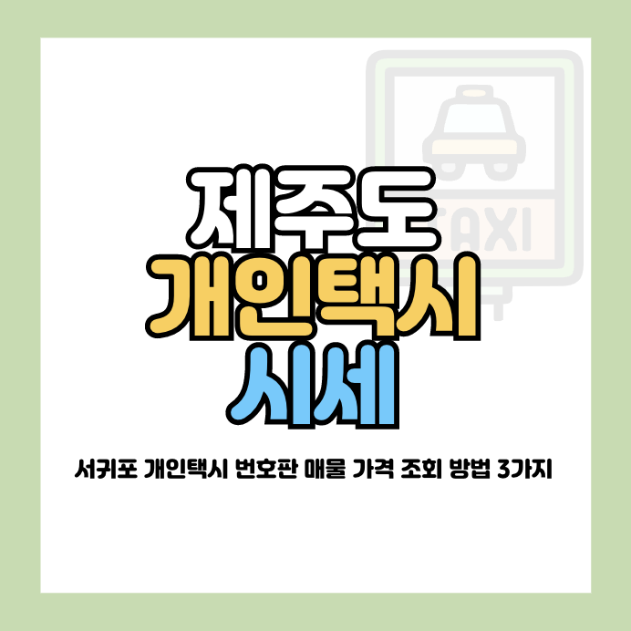 제주 개인택시 시세