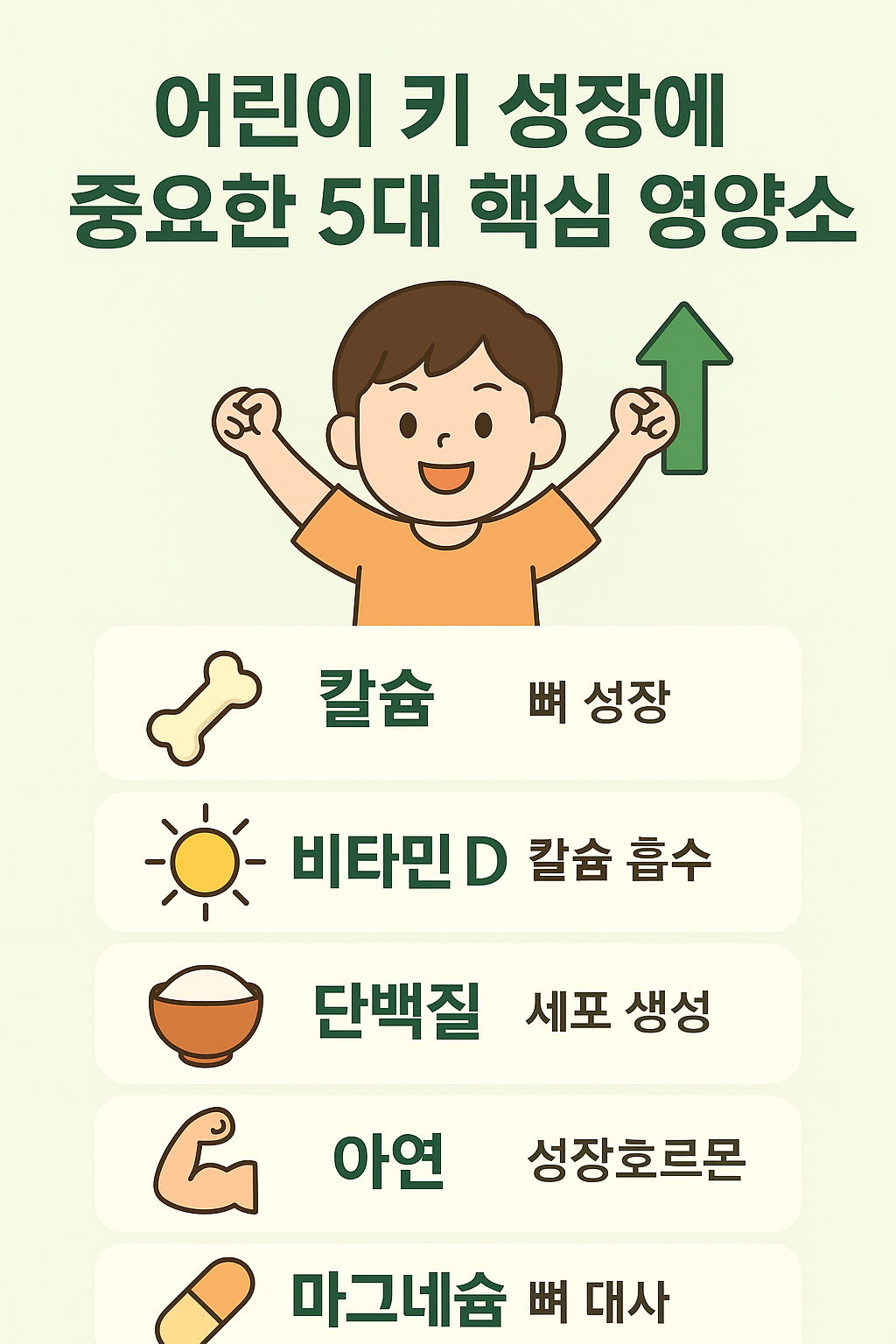 어린이 키 성장에 중요한 5대 핵심 영양소