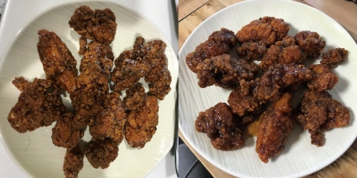 멕시카나-마늘간장-닭강정-조리전-조리후