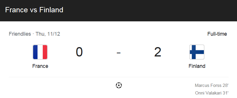 친선 경기 / 2020년 11월 12일 경기 - 프랑스(0) VS 핀란드(2) 축구 하이라이트