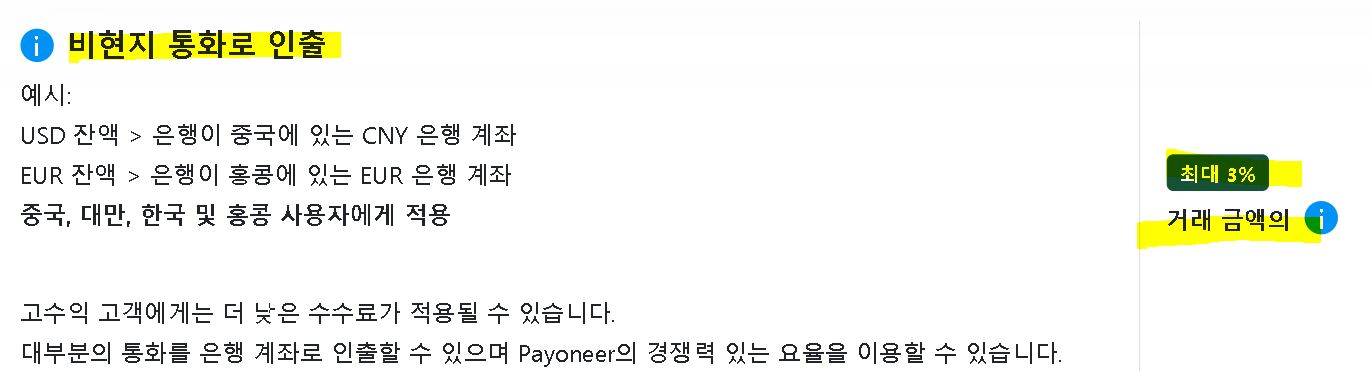 Payoneer 수수료