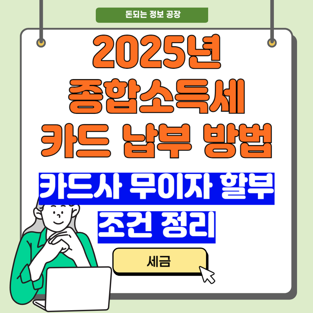 2025년 종합소득세 카드 납부 방법, 카드사 무이자 할부 조건 정리