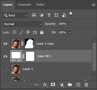 어도비 포토샵에서 레이어를 새로 만들고 채우기를 한 모습