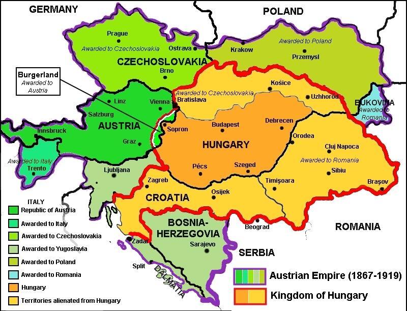 생제르맹 조약으로 분리된 오스트리아와 헝가리