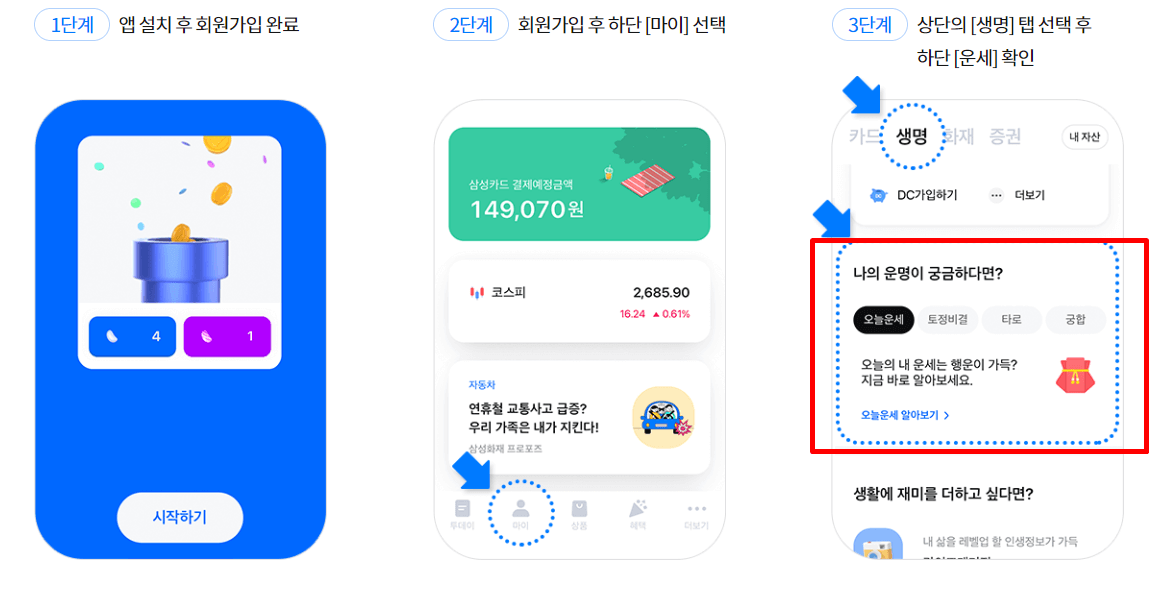 삼성생명-모니모-모바일앱-무료운세-설치방법