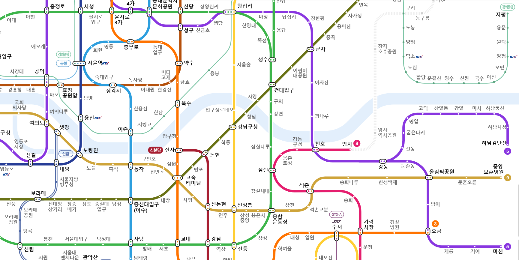 서울 지하철 노선도 크게보기 (최신버전)