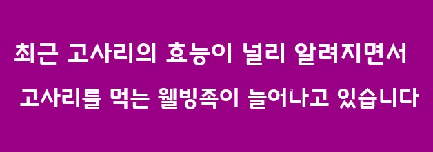 최근 고사리의 효능이 널리 알려지면서 고사리를 먹는 웰빙족이 늘어나고 있습니다