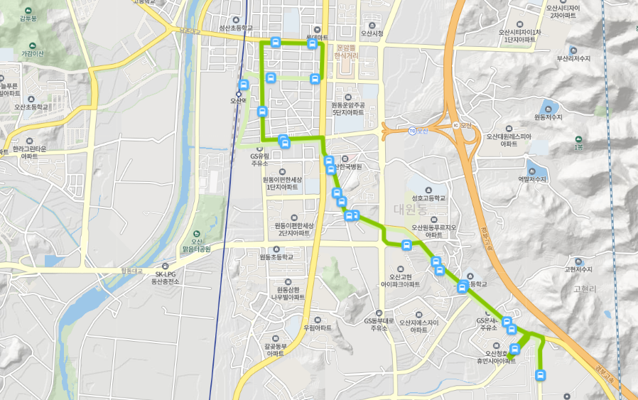  [마을]오산 88번 버스 노선 정보 : LG, 푸르지오, 우체국 , 오산역, 재래시장