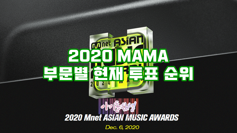  2020 MAMA 부문별 현재 투표 순위 (방탄소년단 18개 부문중 5개 부문 1위)
