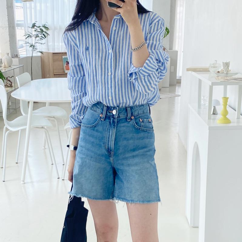 폴로 랄프로렌 여성 스트라이프 린넨셔츠