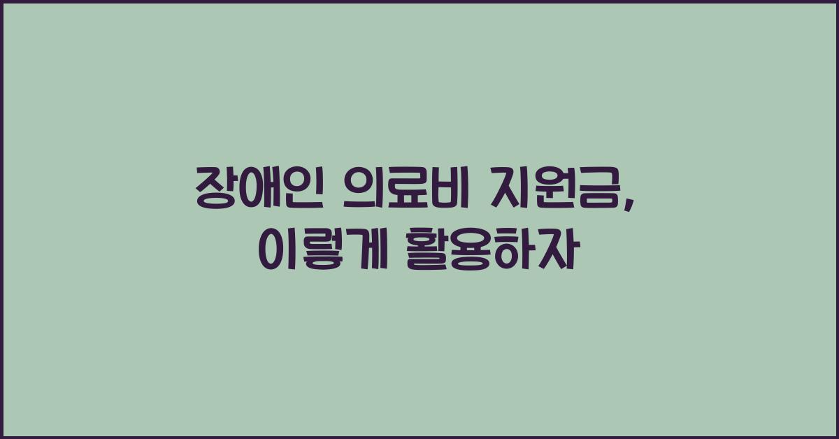 장애인 의료비 지원금