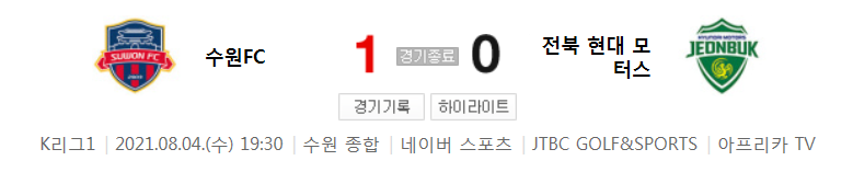  2021 K리그1 / 22라운드 - 수원FC 대 전북 현대 모터스 (2021년 8월 4일 경기 하이라이트)