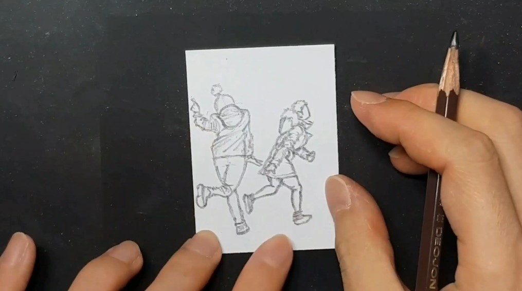 롱패딩을 입은 여자 아이도 그려줬습니다.