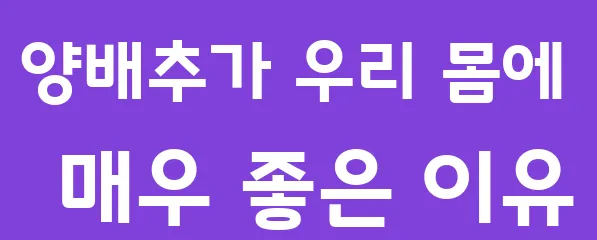 양배추가 우리 몸에 매우 좋은 이유