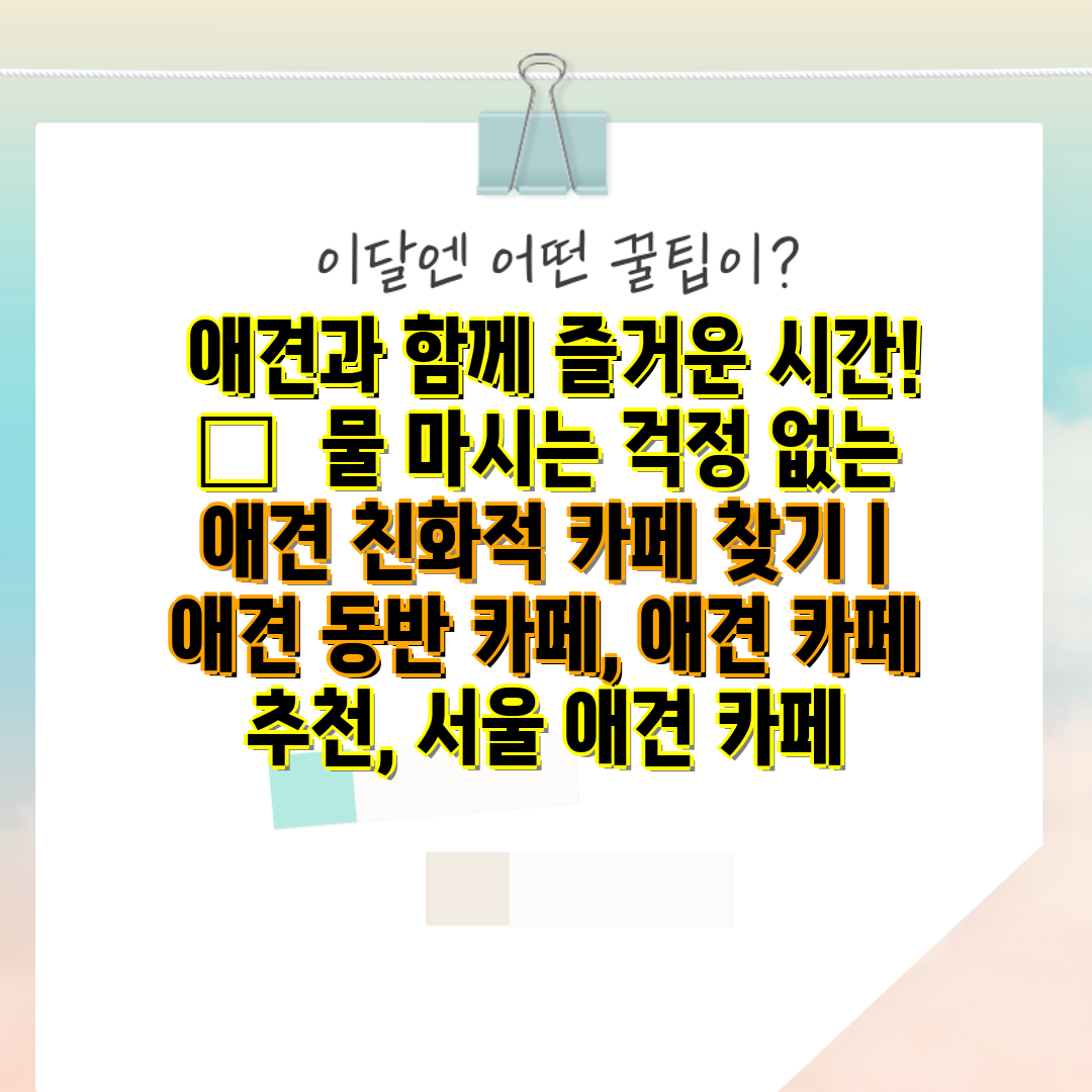  애견과 함께 즐거운 시간! 🐶  물 마시는 걱정 없는