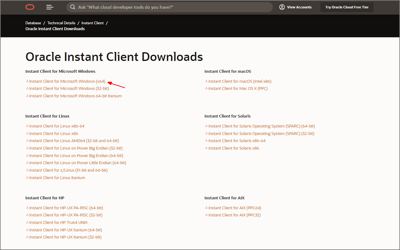 Oracle Instant Client Downloads – WLLG