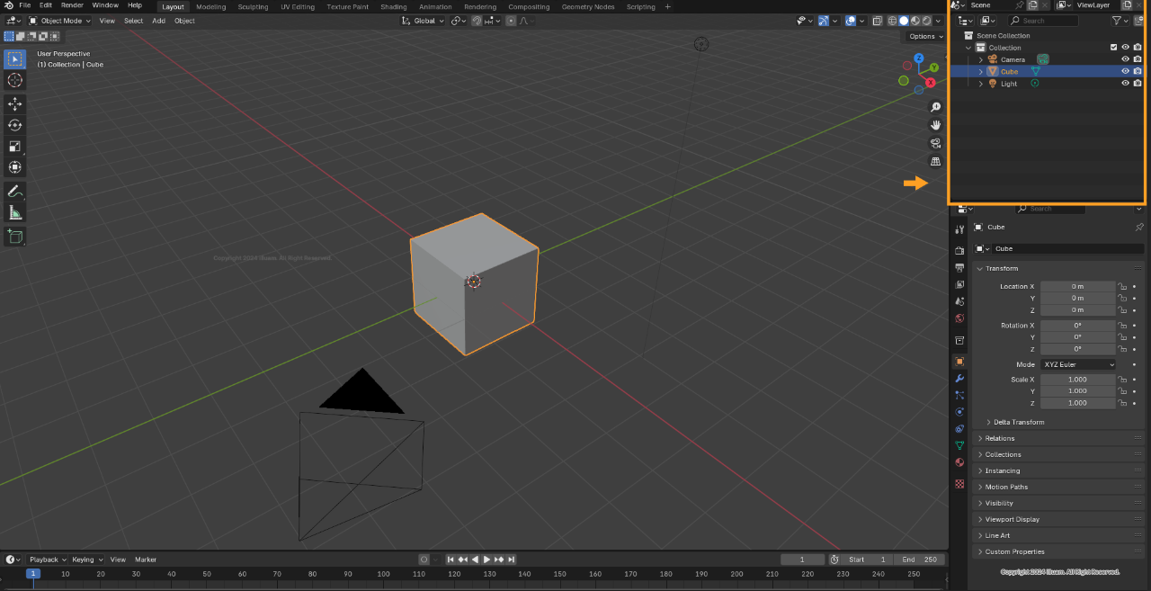 블렌더 기본 인터페이스