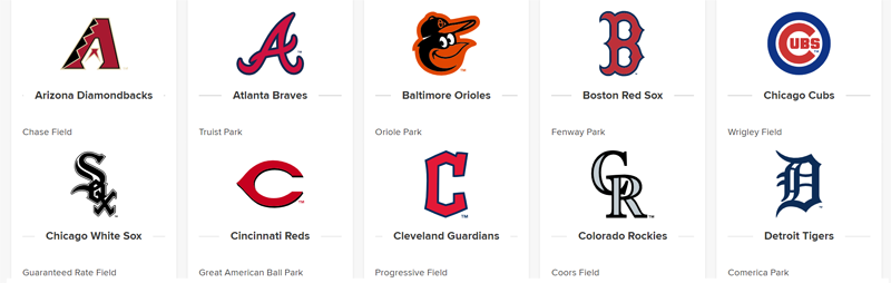 MLB teams (image source: MLB.com)