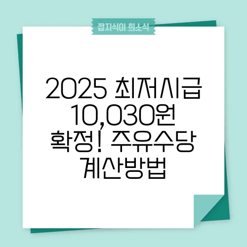 2025 최저시급 10,030원 확정! 주유수당 계산방법