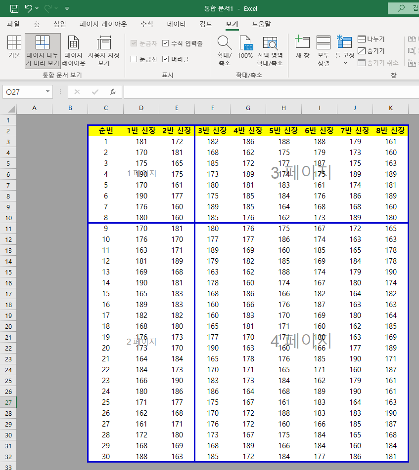 페이지 구분선 삽입 결과