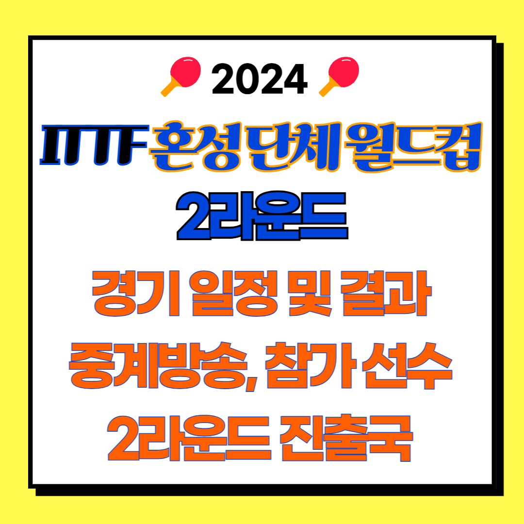 ITTF 혼성 단체 월드컵 2024 대한민국 예선 결과, 2라운드 경기 일정, 중계방송, 2라운드 진출 국가, 참가 선수