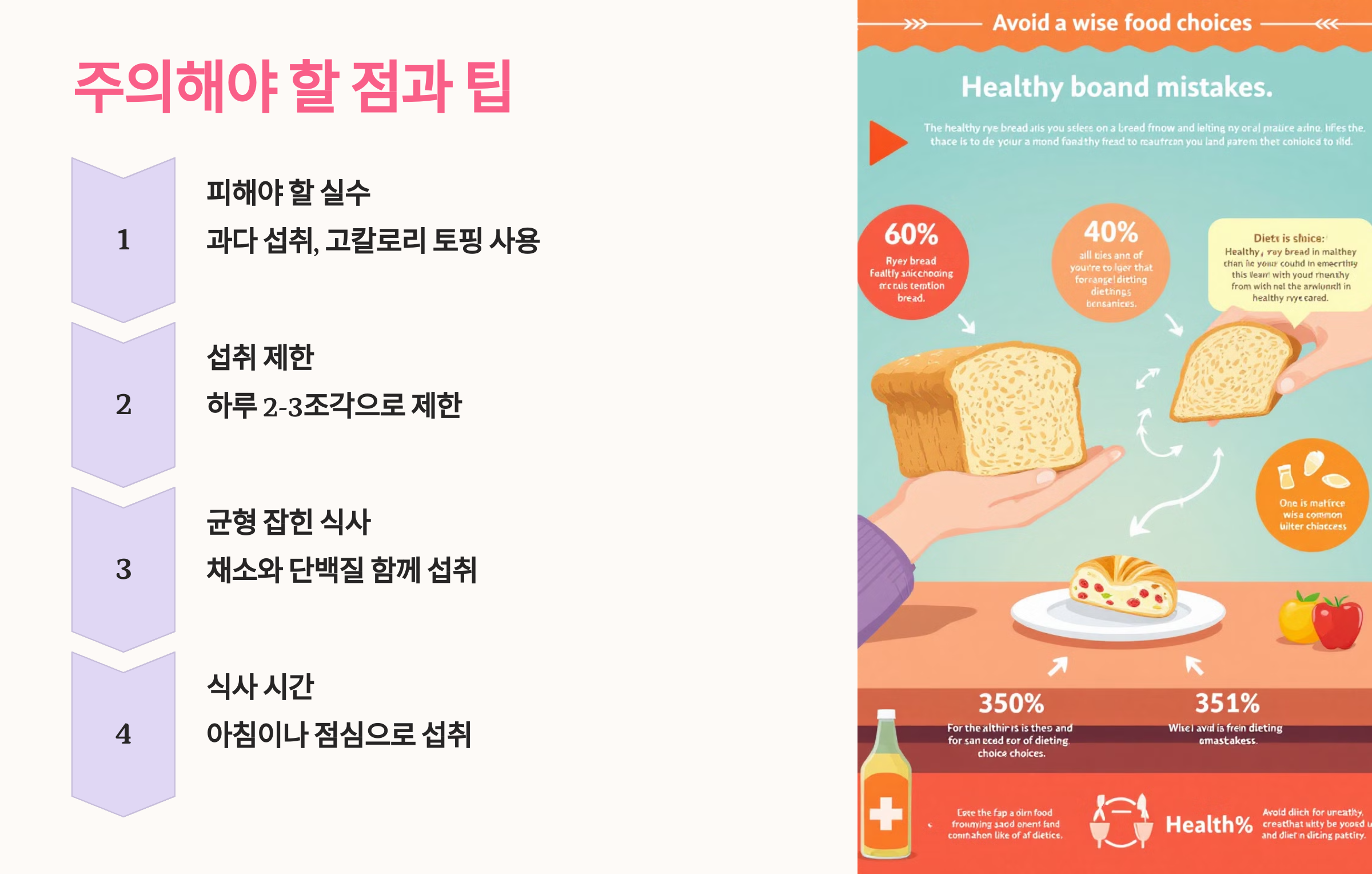 주의해야 할 점과 팁을 소개한 PPT 이미지