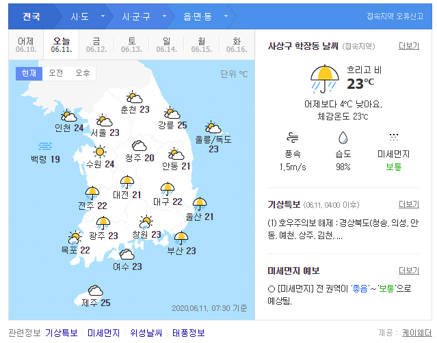  2020년 장마기간 예측