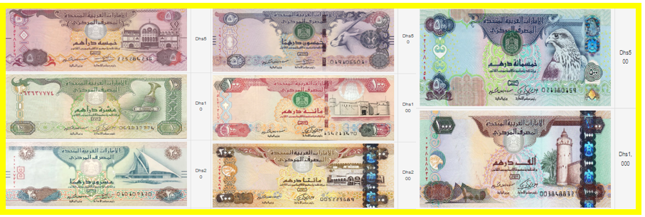 디르함 화폐 지폐의 종류