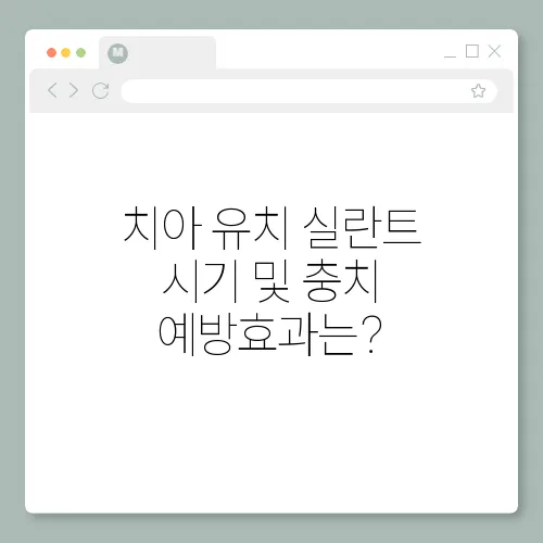 치아 유치 실란트 시기 및 충치 예방효과는?