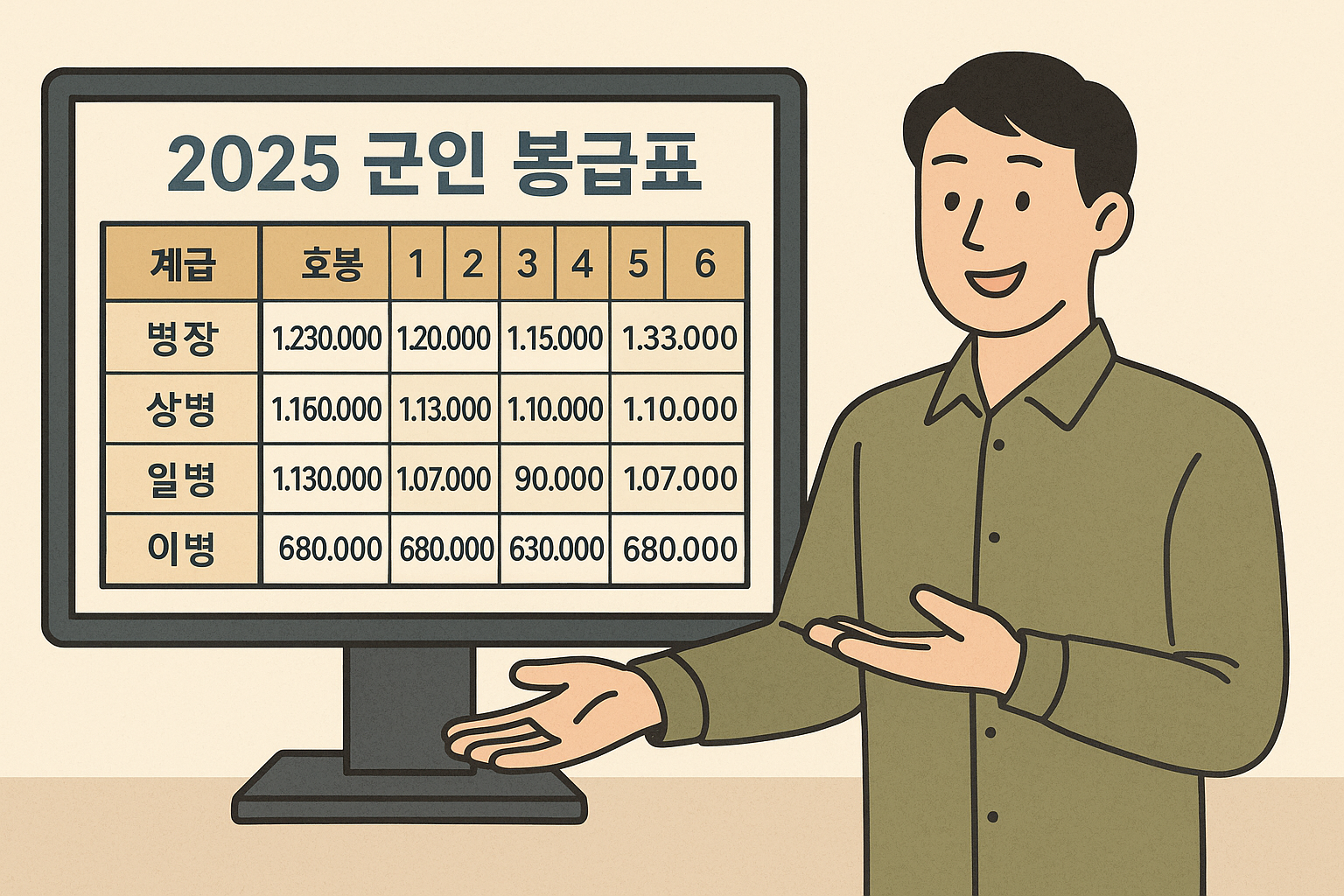 2025 군인 봉급표