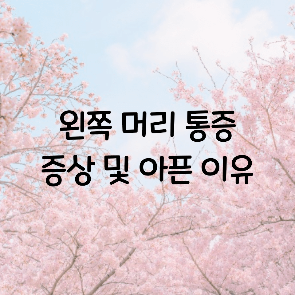  왼쪽 머리 두통 통증 찌릿찌릿한 증상 및 아픈 이유