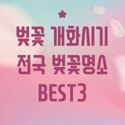 벚꽃 개화시기 전국 벚꽃명소BEST3