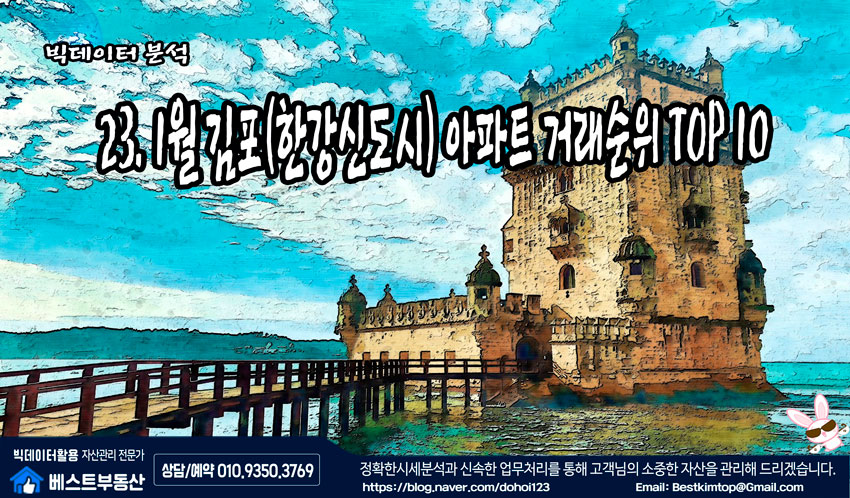  23.1월 김포시(한강신도시) 아파트 거래순위 TOP10 분석 !!!