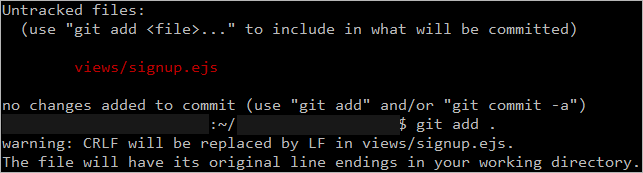 autocrlf를 input으로 설정했을 때 CRLF 파일을 체크인하면 나오는 메시지