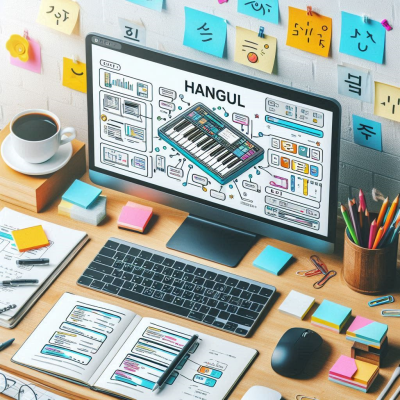 'Hangul keyboard' 설명이 담긴 인포그래픽 화면이 보이는 이미지입니다.
